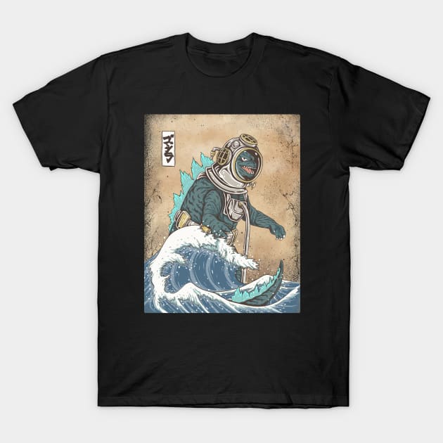 The Great Godzilla diver off Kanagawa T-Shirt by opoyostudio